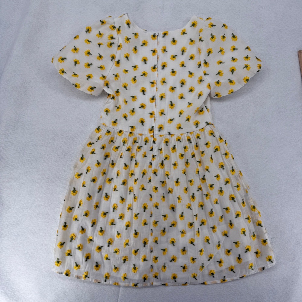 GB Girls White Yellow‎ Floral Embroidered Puff Sleeve Dress Size 16 GD8685EOD - Picture 3 of 7